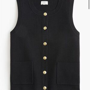 New J. Crew Black button up sweater vest with Gold Buttons large